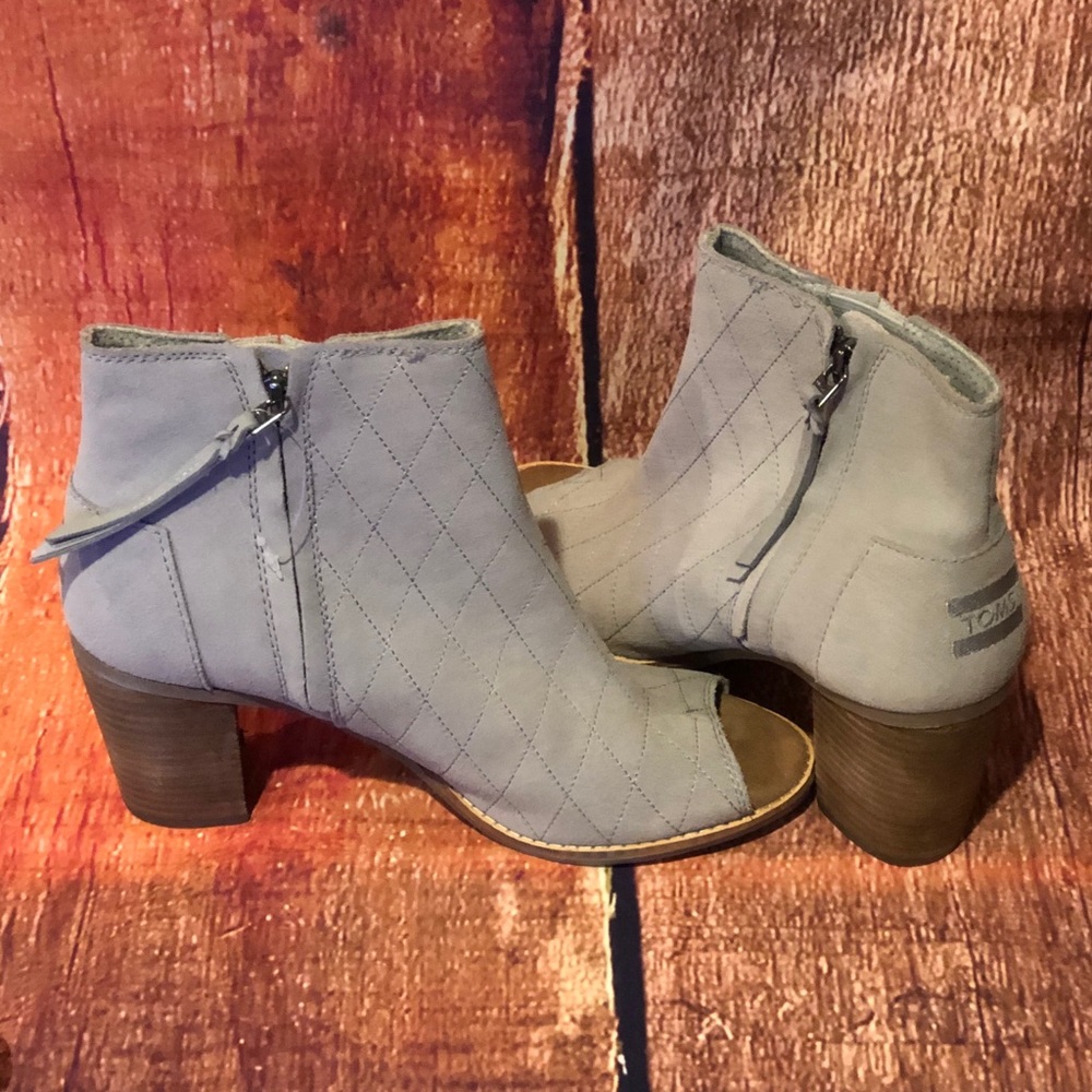 Gray Suede Toms Peek A Boo Booties